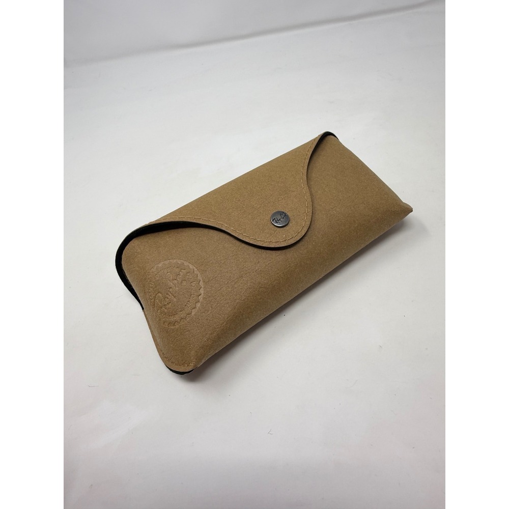 Ray-Ban Tan Soft Sunglasses Case Snap Closure Luxottica Embossed Logo Accessory